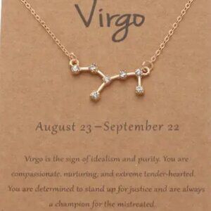 Virgo Zodiac Pendant Necklace Gold Plated Stainless Steel - Gold
